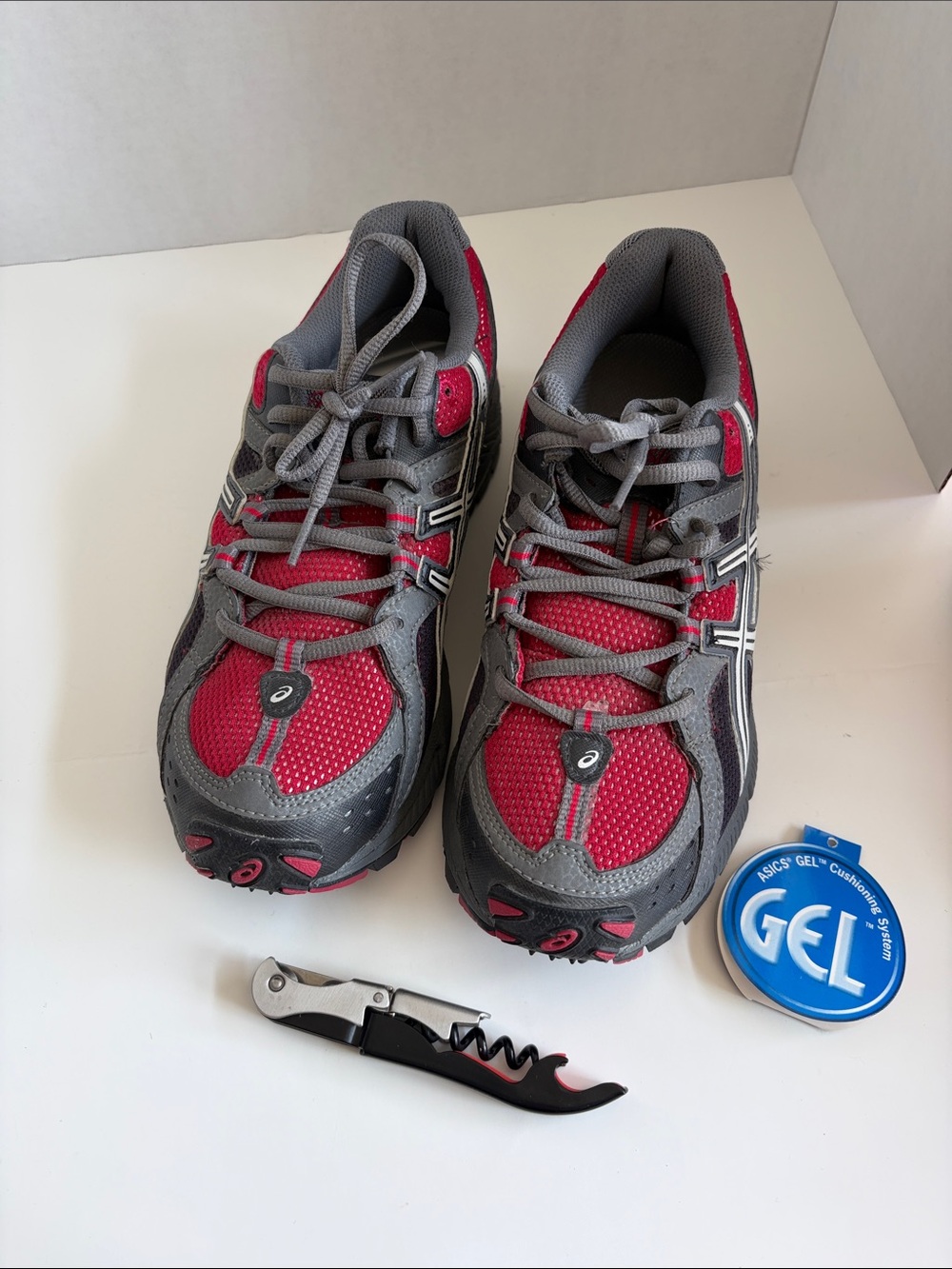 Asics Kids Red and Gray Trail Sneakers
